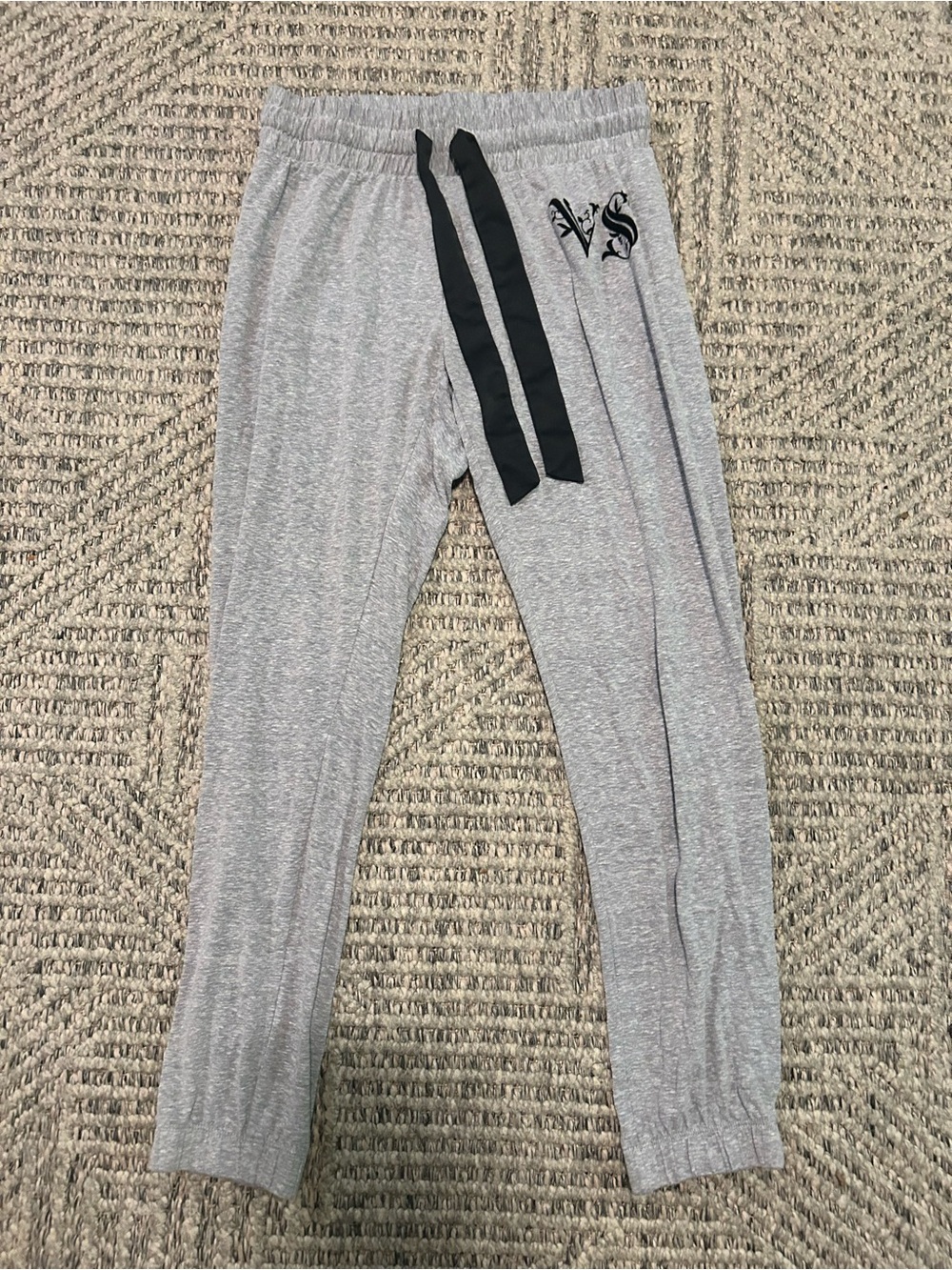 Victoria’s Secret Women’s XS Cotton Blend Grey Joggers/Sweatpants W Black Accent